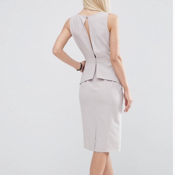 Asos midi pencil dress in peplum - Grey - Picture 3 of 8